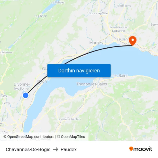 Chavannes-De-Bogis to Paudex map