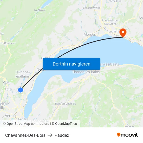 Chavannes-Des-Bois to Paudex map