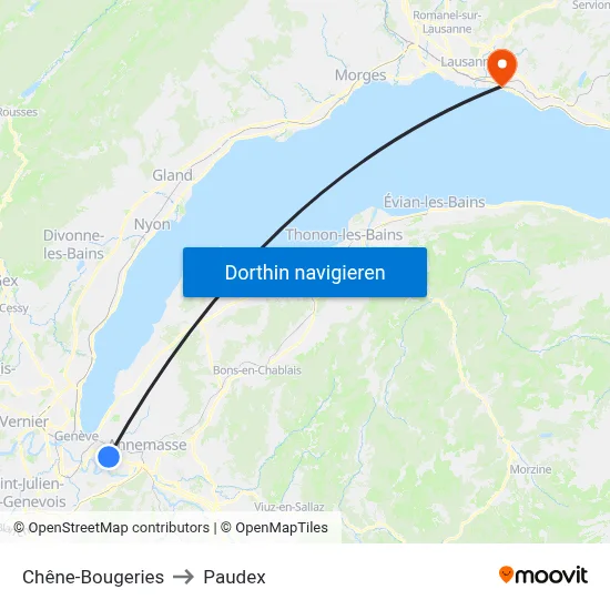 Chêne-Bougeries to Paudex map