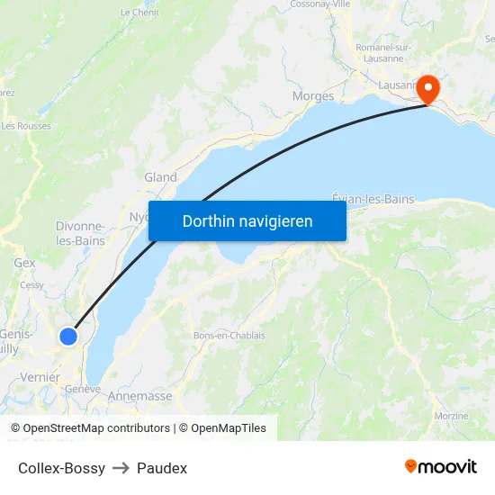 Collex-Bossy to Paudex map