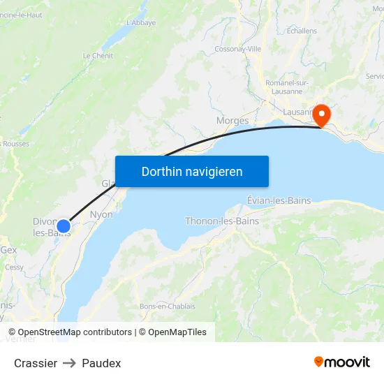 Crassier to Paudex map