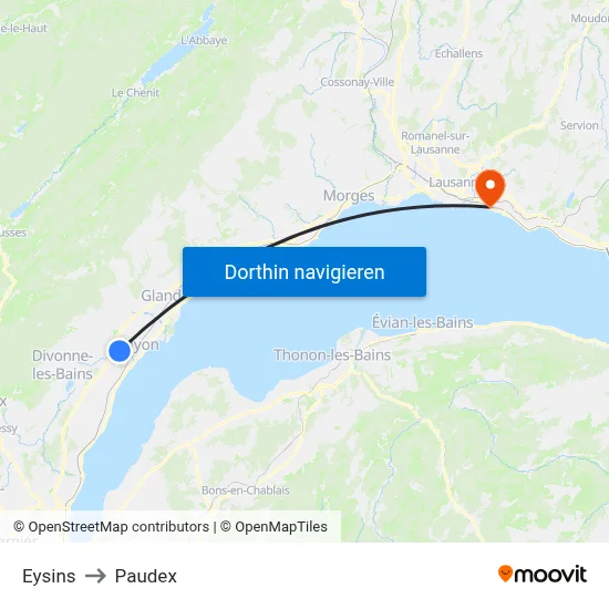 Eysins to Paudex map