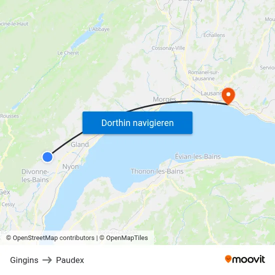 Gingins to Paudex map