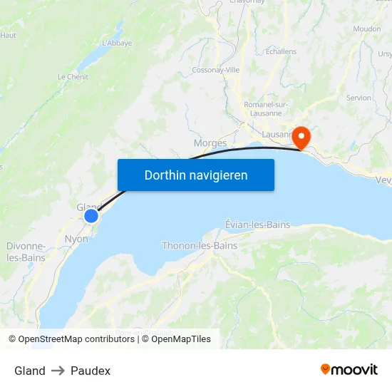 Gland to Paudex map
