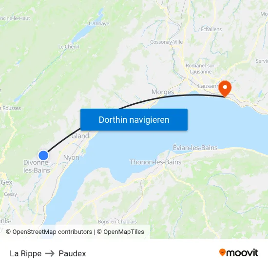 La Rippe to Paudex map