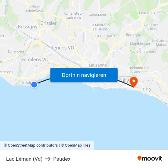 Lac Léman (Vd) to Paudex map