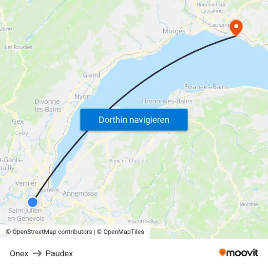 Onex to Paudex map