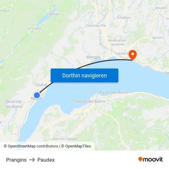 Prangins to Paudex map