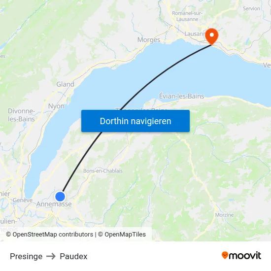 Presinge to Paudex map