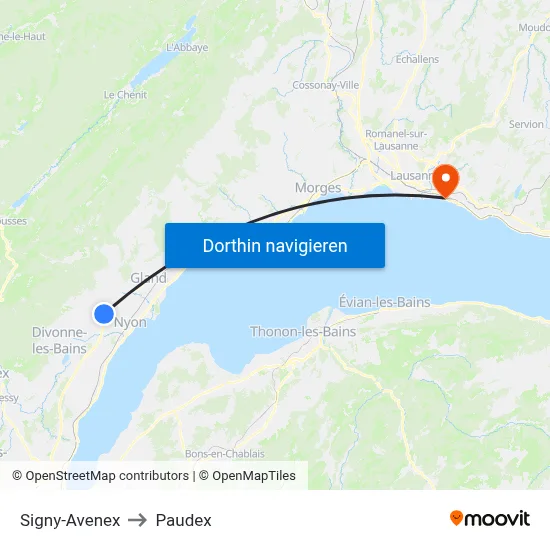 Signy-Avenex to Paudex map