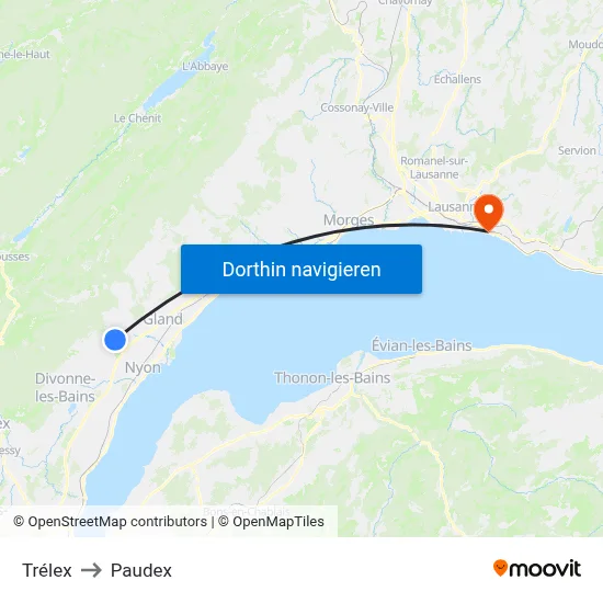 Trélex to Paudex map