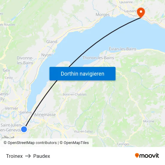 Troinex to Paudex map