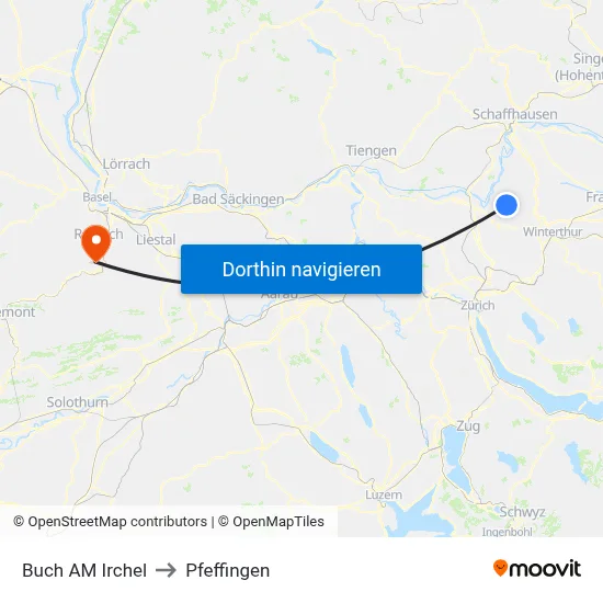 Buch AM Irchel to Pfeffingen map