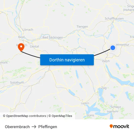 Oberembrach to Pfeffingen map