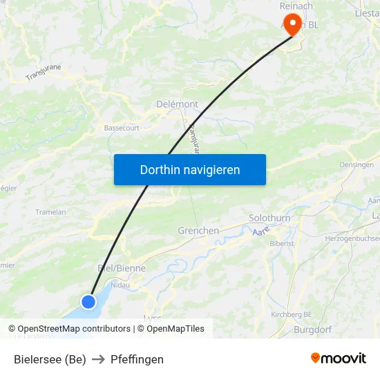 Bielersee (Be) to Pfeffingen map