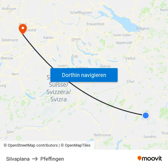 Silvaplana to Pfeffingen map