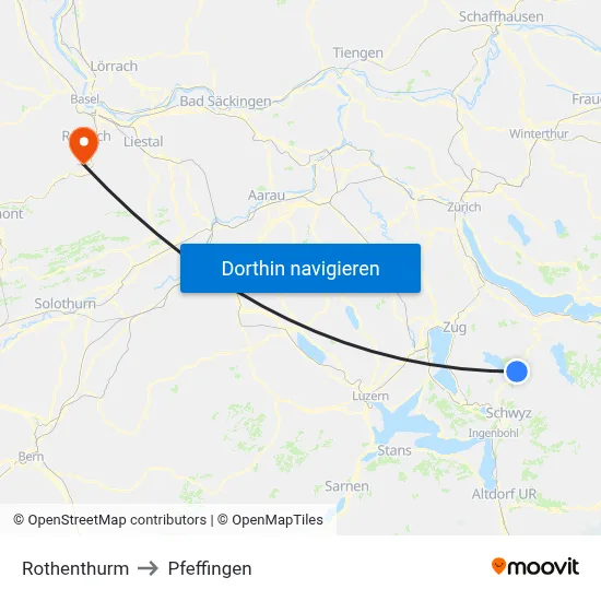 Rothenthurm to Pfeffingen map