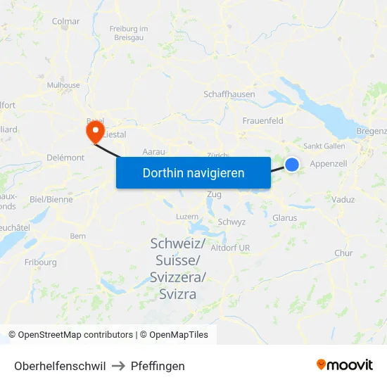 Oberhelfenschwil to Pfeffingen map