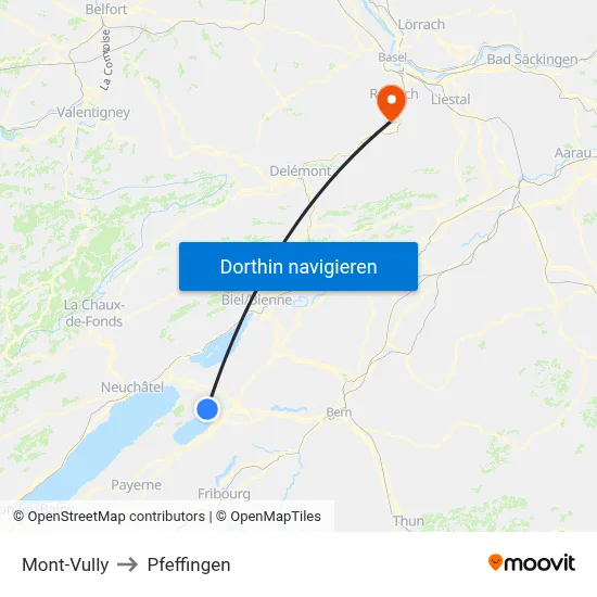 Mont-Vully to Pfeffingen map