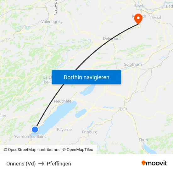 Onnens (Vd) to Pfeffingen map