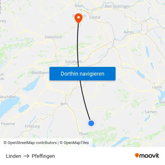Linden to Pfeffingen map