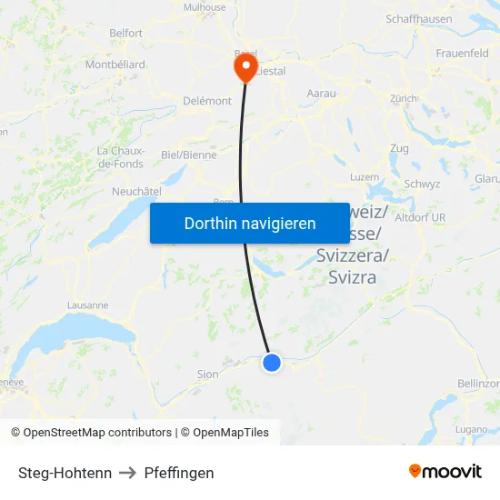 Steg-Hohtenn to Pfeffingen map