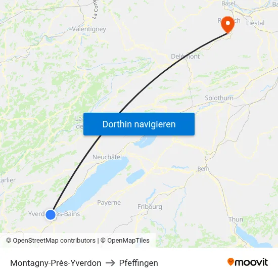 Montagny-Près-Yverdon to Pfeffingen map