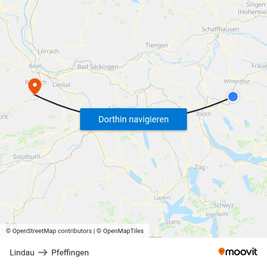 Lindau to Pfeffingen map