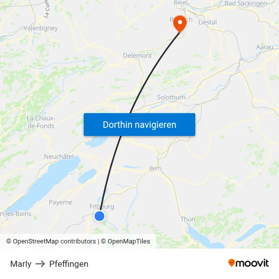 Marly to Pfeffingen map