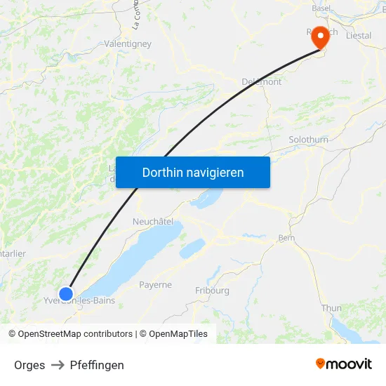Orges to Pfeffingen map