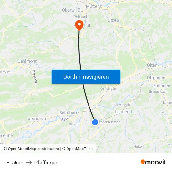 Etziken to Pfeffingen map