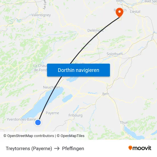 Treytorrens (Payerne) to Pfeffingen map