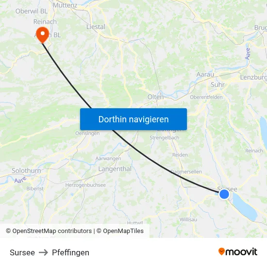 Sursee to Pfeffingen map