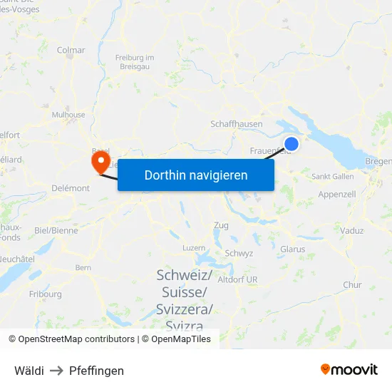 Wäldi to Pfeffingen map