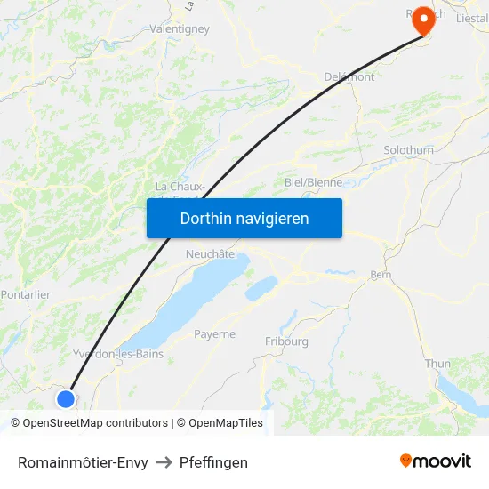 Romainmôtier-Envy to Pfeffingen map