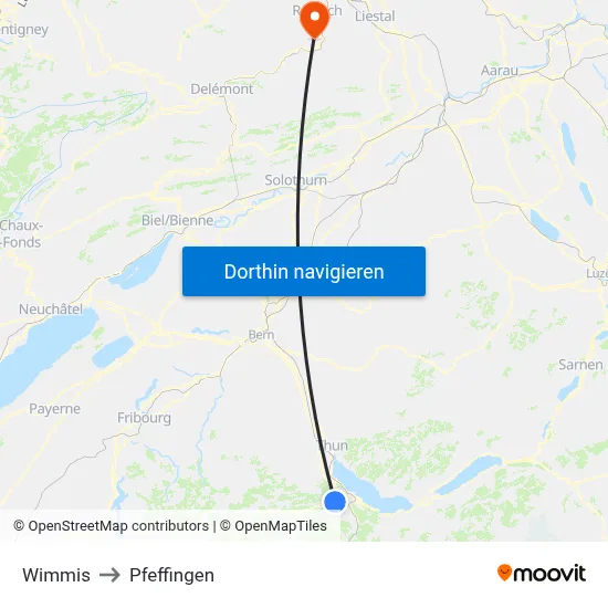 Wimmis to Pfeffingen map