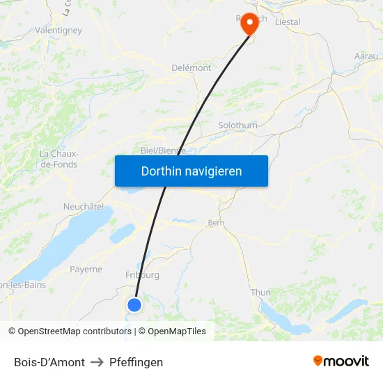 Bois-D’Amont to Pfeffingen map