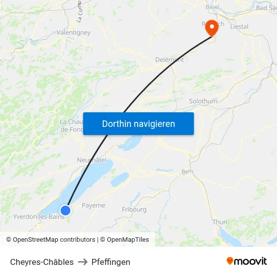 Cheyres-Châbles to Pfeffingen map
