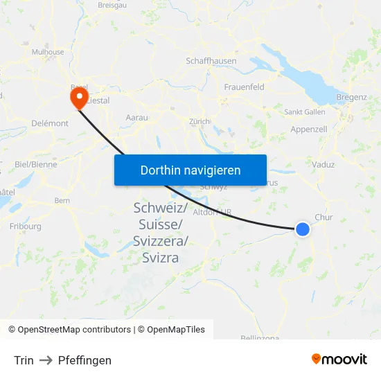 Trin to Pfeffingen map