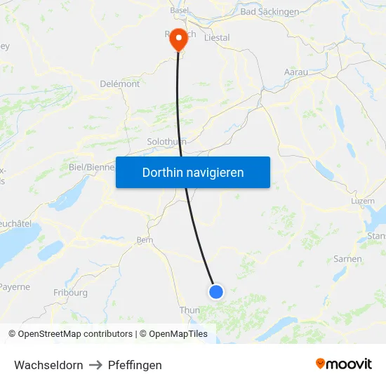 Wachseldorn to Pfeffingen map