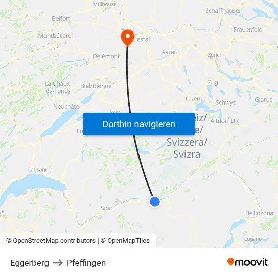 Eggerberg to Pfeffingen map