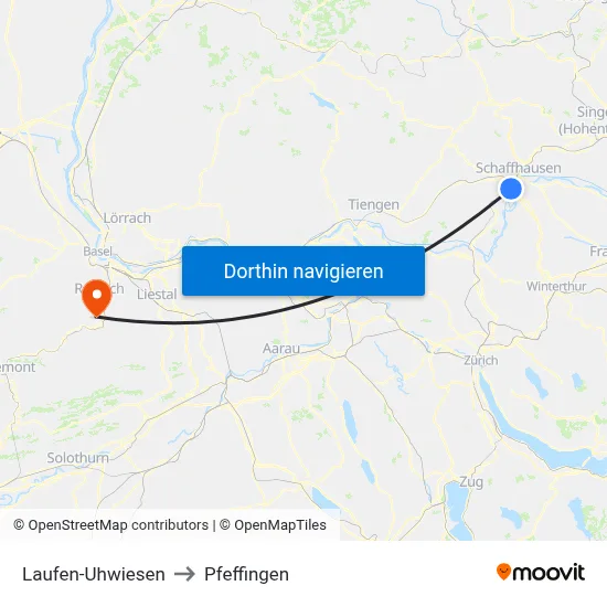 Laufen-Uhwiesen to Pfeffingen map