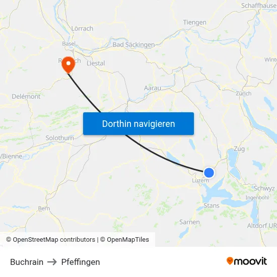 Buchrain to Pfeffingen map