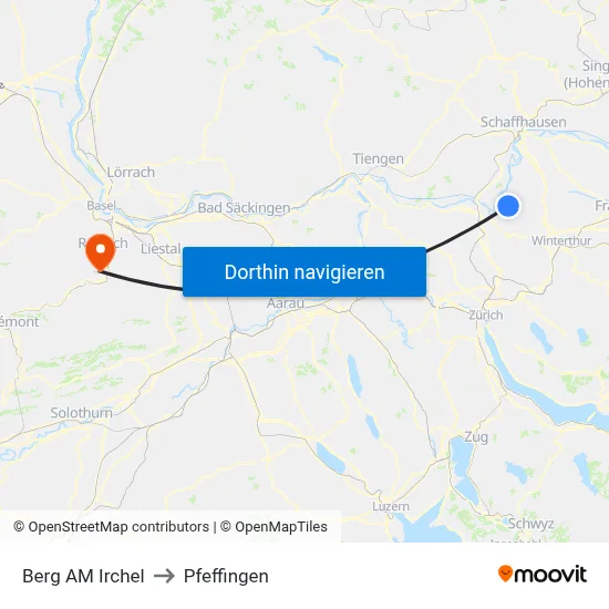 Berg AM Irchel to Pfeffingen map