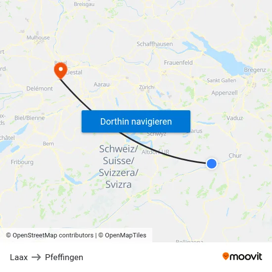 Laax to Pfeffingen map