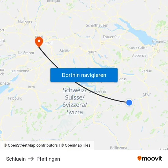 Schluein to Pfeffingen map