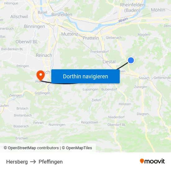 Hersberg to Pfeffingen map