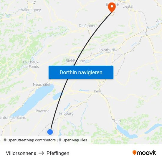 Villorsonnens to Pfeffingen map