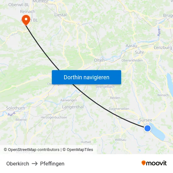Oberkirch to Pfeffingen map