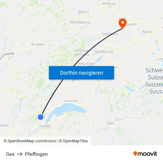 Gex to Pfeffingen map